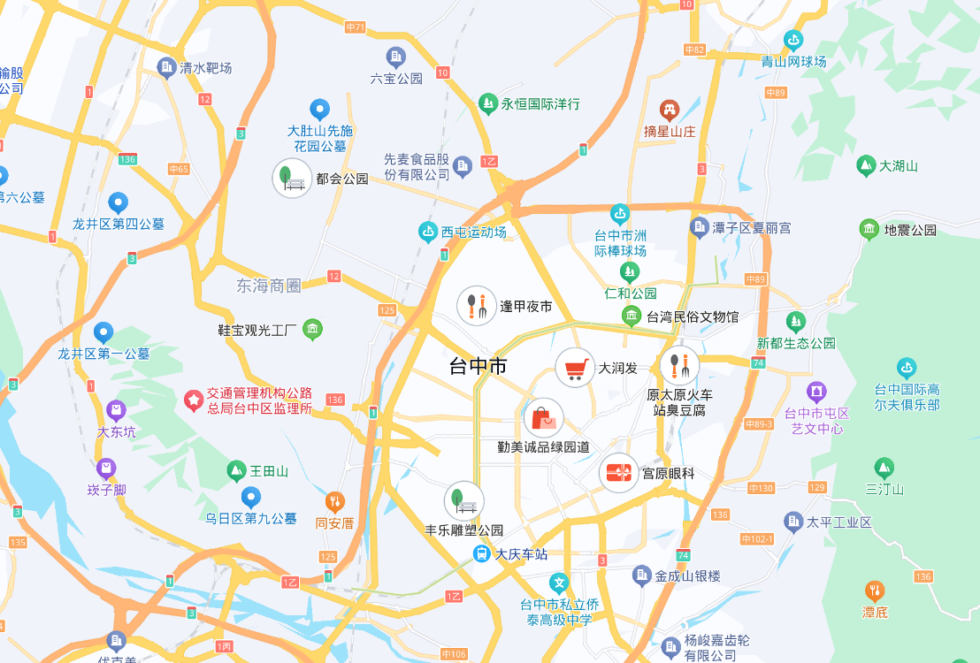 全境互聯台中據點地圖(示意圖)