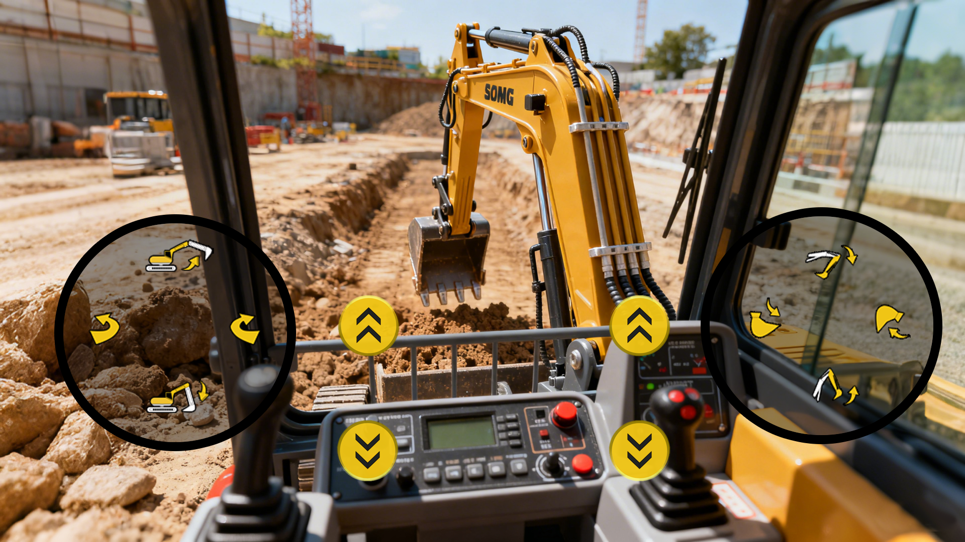 挖掘機操作示意